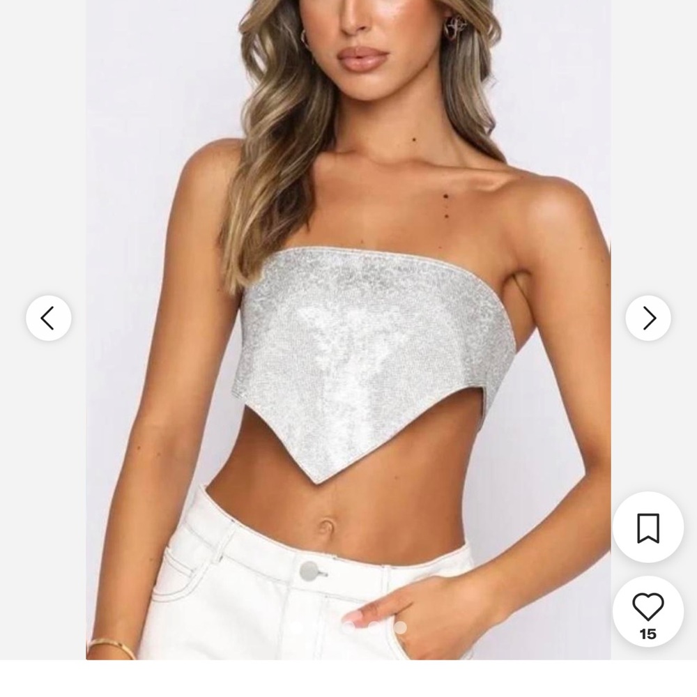 White fox boutique rhinestone top